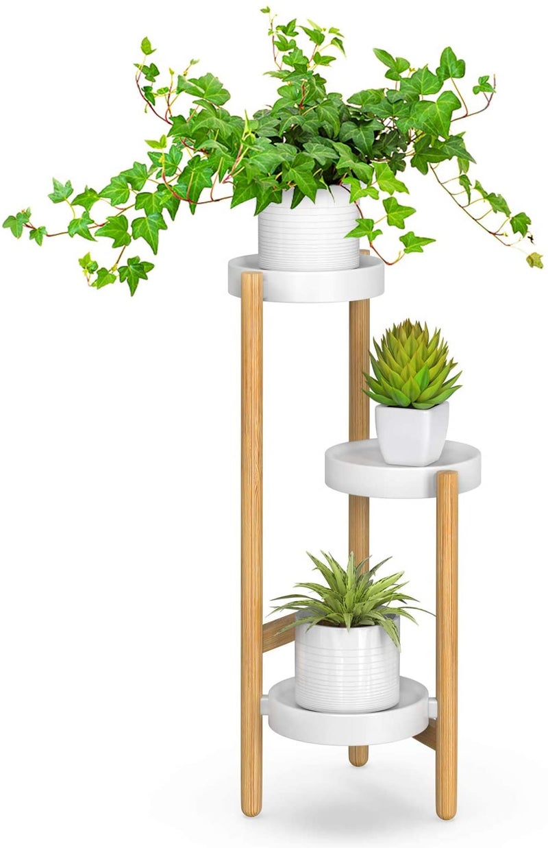 Wisuce Bamboo Plant Stands Indoor, 3 Tier Plant Stand Tall Corner Plant Stand Holder & Plant Display Rack for Outdoor Garden Indoor Home (3 Tier -1) - Image 1